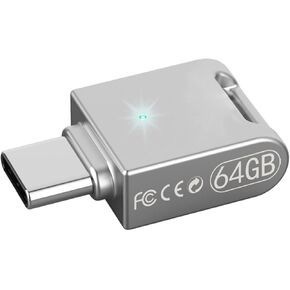 Portable Mini Pendrive USB C Drive 64GB Pendrive Type C U Disk for Phone Micro USB, Silver