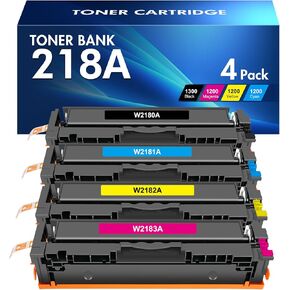 218A 218X Toner Cartridges 4 Pack 3301dw Compatible Replacement for HP 218A 218X Color Laserjet Pro MFP 3301fdw 3301cdw 3201dw 3301sdw Printer High Yield Ink Set W2180A (Black Cyan Yellow Magenta)