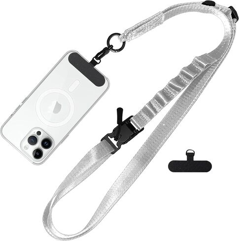 Magnetic Clip Crossbody Cell Phone Strap,Adjustable Length/Magnetic Buckle,Additional Loop to Hang Airpods, Keys. (Black, 2.5CM) in Saudi Arabia