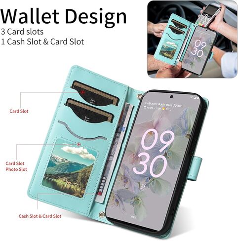 Asuwish Phone Case for Google Pixel 6A 5G 2022 Wallet Cover with Tempered Glass Screen Protector and Wrist Strap Lanyard Card Holder Slot Stand Cell Accessories Purse Pixel6A A6 G5 Women Men White in Kuwait