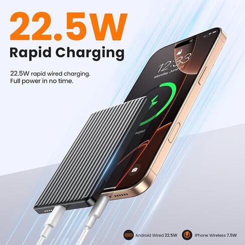 Magnetic Power Bank,Ultra Slim Wireless Portable Charger 5000mAh,20W PD Mag-Safe Battery Pack Fast Charging,USB C in&Out Powerbank for iPhone 16/15/14/13/12 Pro Max in Saudi Arabia