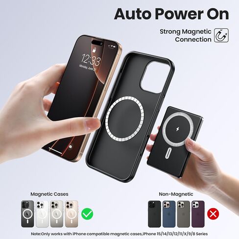 Magnetic Power Bank,Ultra Slim Wireless Portable Charger 5000mAh,20W PD Mag-Safe Battery Pack Fast Charging,USB C in&Out Powerbank for iPhone 16/15/14/13/12 Pro Max in Saudi Arabia