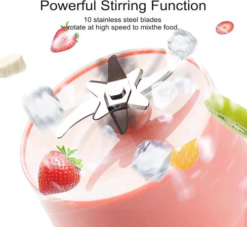 Portable Blender, Personal Blender for Shakes and Smoothies, 27oz Cup with 10 Blades, Shoulder Strap and Lid with Straw, Type-C USB Rechargeable, Dishwasher Safe Parts, BPA Free, Pink in Saudi Arabia