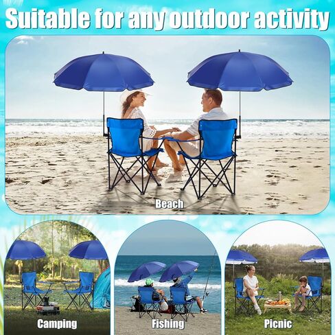 1 مجموعة كرسي الشاطئ مع كرسي التخييم المظلة قابلة للطي المظلة مع مشبك عالمي كبير محمول للهواء الطلق في الصيد التخييم المشي لمسافات طويلة الشاطئ in Kuwait