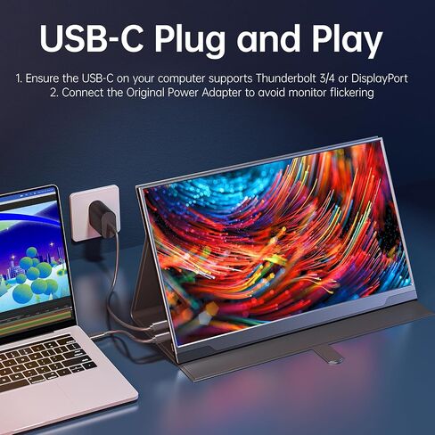 شاشة Cocopar المحمولة للكمبيوتر المحمول - شاشة سفر مقاس 15.6 بوصة بدقة 1080 بكسل FHD HDR مع USB-C HDMI لأجهزة الكمبيوتر المحمول وأجهزة Mac Surface وXbox PS4/5، قابلة للتركيب على VESA in Kuwait