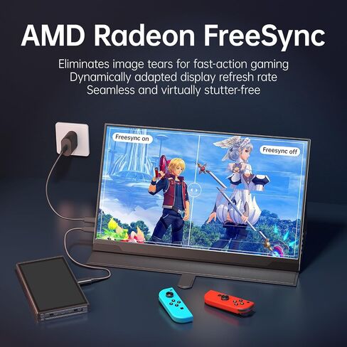 شاشة Cocopar المحمولة للكمبيوتر المحمول - شاشة سفر مقاس 15.6 بوصة بدقة 1080 بكسل FHD HDR مع USB-C HDMI لأجهزة الكمبيوتر المحمول وأجهزة Mac Surface وXbox PS4/5، قابلة للتركيب على VESA in Kuwait