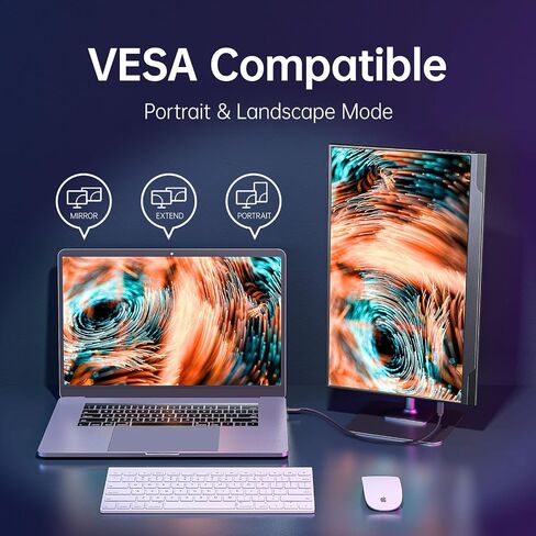 شاشة Cocopar المحمولة للكمبيوتر المحمول - شاشة سفر مقاس 15.6 بوصة بدقة 1080 بكسل FHD HDR مع USB-C HDMI لأجهزة الكمبيوتر المحمول وأجهزة Mac Surface وXbox PS4/5، قابلة للتركيب على VESA in Kuwait
