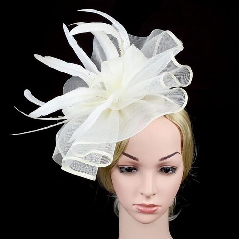 Women Sinamay Fascinators Church Tea Party Wedding Flower Feathers Headpiece with Headband Clips (21D Pink, One Size) in Kuwait