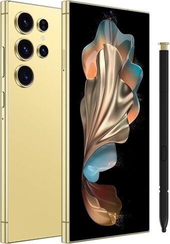 C24 Ultra,5G Unlocked Cell Phone,8+512GB Memory Android Phone, 120Hz, 108MP Zoom Camera, Android 14 Smartphone, Built-in G Pen, 6.8“ HD Screen,6800mAh Battery Life, Dual SIM/Face ID/GPS(yellow) in Saudi Arabia