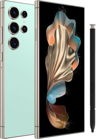 C24 Ultra,5G Unlocked Cell Phone,8+512GB Memory Android Phone, 120Hz, 108MP Zoom Camera, Android 14 Smartphone, Built-in G Pen, 6.8“ HD Screen,6800mAh Battery Life, Dual SIM/Face ID/GPS(yellow) in Saudi Arabia