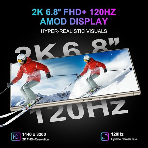 C24 Ultra,5G Unlocked Cell Phone,8+512GB Memory Android Phone, 120Hz, 108MP Zoom Camera, Android 14 Smartphone, Built-in G Pen, 6.8“ HD Screen,6800mAh Battery Life, Dual SIM/Face ID/GPS(yellow) in Saudi Arabia