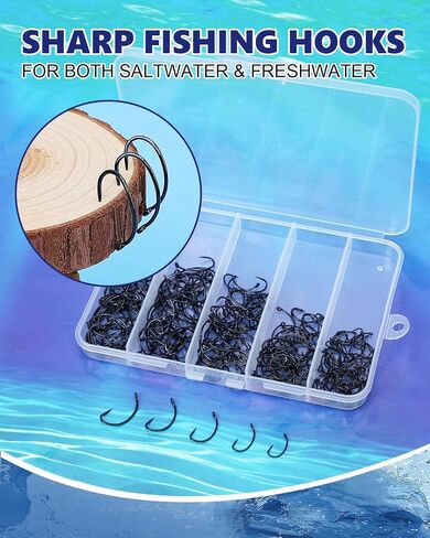 UCEC 190/220/260PCS Barbless Fishing Hooks, Carp Hooks Circle Curve Shank Fly Tying Fishing Hook Tackle Kit for Freshwater Saltwater Hair Rig Trout Size: 2# 4# 6# 8# 10# in Saudi Arabia
