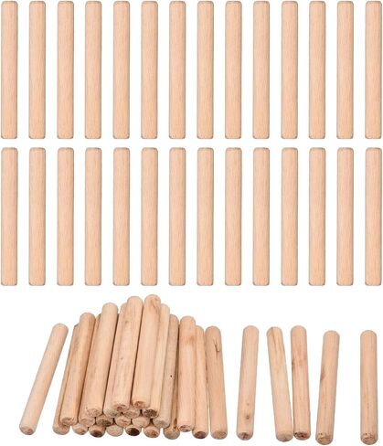 uxcell 60 Pcs Wooden Dowel Pins 12x60mm(0.47x2.36) Fluted Beveled Ends Wood Dowel Pegs Dried Hardwood for Woodworking Furniture Shelf in Saudi Arabia