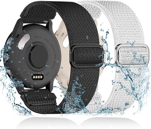نطاقات نايلون مرنة مقاومة للماء متوافقة مع Garmin Vivoactive 4S/Vivoactive 3S/Venu 2S/Venu 3S ، 2 Pack 18mm Stretchy Soft Sport Band Quick Freff Breadband Strap Men Women in Saudi Arabia