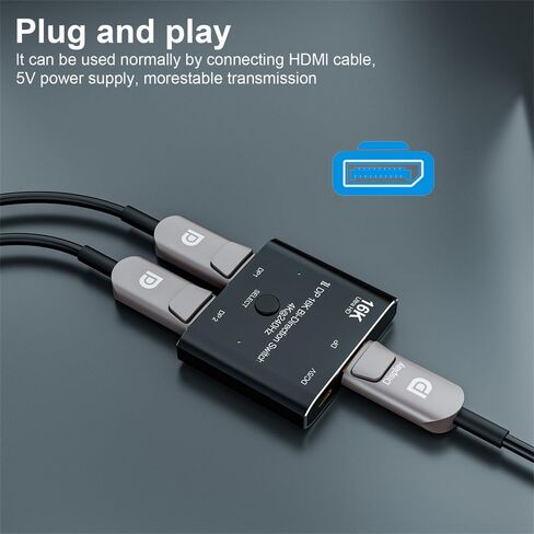 NFHK DP DisplayPort 2.0 Bi-Direction 2x1 Switch Splitter Selector Hub Support HDCP SST Extended 16K@60hz 4K@240hz Convertor in Saudi Arabia