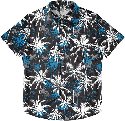FOCO Men's Los Angeles Chargers NFL Team Logo Aloha Tropical Button Up Shirt, Black Floral in Saudi Arabia