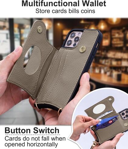 Crossbody Wallet Case for iPhone 15 with Mirror, UP Leather Case with Card Slots Invisible Stand, Women Detachable Lanyard 6.1-Inch Phone Case Elephant in Kuwait