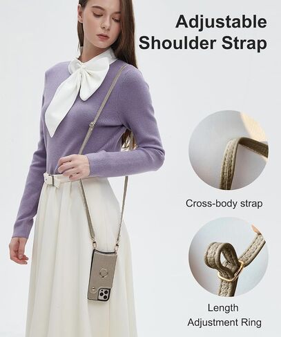 Crossbody Wallet Case for iPhone 15 with Mirror, UP Leather Case with Card Slots Invisible Stand, Women Detachable Lanyard 6.1-Inch Phone Case Elephant in Kuwait