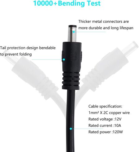 DC 5.5x2.1mm Power Adapter Cable 3.3FT DC 5521 Male to Male Extension Cord 12V DC Wire for Security Camera, LED Strip, CCTV IP Surveillance. 2-Pack (Male to Male) in Saudi Arabia
