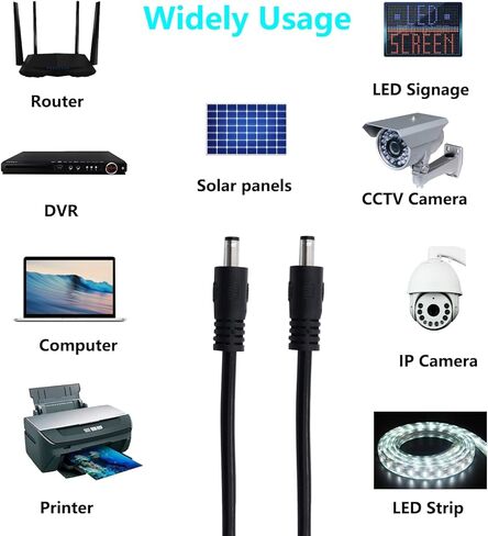 DC 5.5x2.1mm Power Adapter Cable 3.3FT DC 5521 Male to Male Extension Cord 12V DC Wire for Security Camera, LED Strip, CCTV IP Surveillance. 2-Pack (Male to Male) in Kuwait