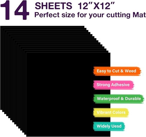 HTVRONT 70 Permanent Vinyl Sheets - Multi Color 12 x 12 inches Permanent Adhesive Vinyl Sheets, Permanent Vinyl Bundle for Craft Projects, Party Decor in Kuwait