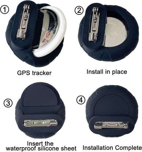 Silicone Case for Apple AirTag GPS Tracker Holder with Invisible Pin Waterproof Anti Lost Hidden Air Tag Case for Kids and The Elderly (Black, White, Navy, Blue) in Kuwait