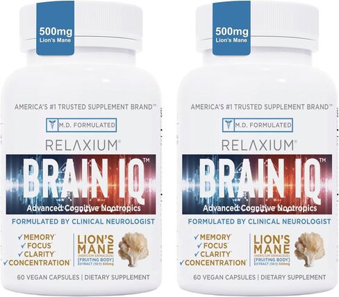 BrainIQ مكملات الدماغ منشط الذهن للذاكرة والتركيز | ملحق الذاكرة لصحة الدماغ | المكمل المعرفي وحبوب الذاكرة مع عرف الأسد وإل-ثريونين ومستخلص القهوة | نباتي، 60 كبسولة in Saudi Arabia