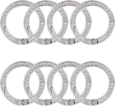 GORGECRAFT 8Pcs Rhinestone O Ring 0.97 Inch Bling Gate Rings Bulk Platinum Round Spring Clips Carabiner Snap Clip Buckle for DIY Jewelry Keychain Making Handbag Purse Bags Strap Car Keyring in Kuwait