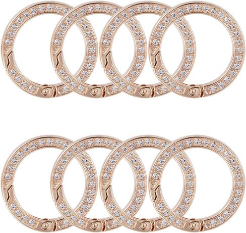 GORGECRAFT 8Pcs Rhinestone O Ring 0.97 Inch Bling Gate Rings Bulk Platinum Round Spring Clips Carabiner Snap Clip Buckle for DIY Jewelry Keychain Making Handbag Purse Bags Strap Car Keyring in Kuwait