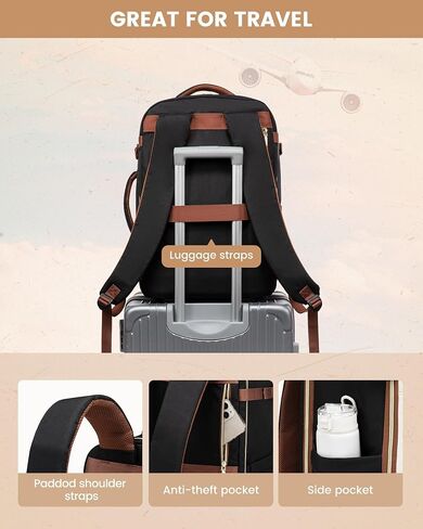 LOVEVOOK Travel Backpack Carry on Flight Approved 40L,Waterproof TSA Travel Essentials Personal Item Backpack for Women Men,Large Carry on Luggage Suitcase Travel Bag for Airplane with 3 Packing Cubes in Kuwait