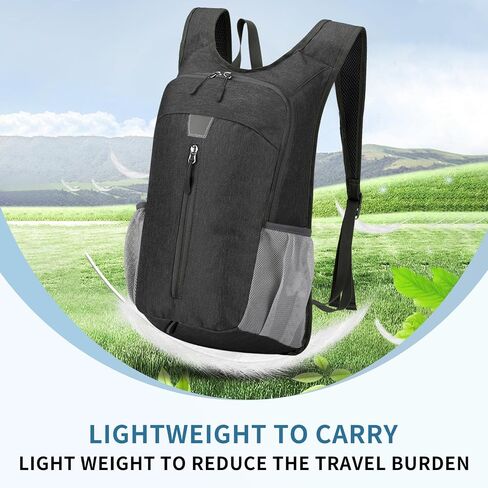 حقيبة الظهر خفيفة الوزن على الظهر ، مقاومة للماء قابلة للطي صغيرة قابلة للتعبئة للنساء والرجال يسافرون التخييم في الهواء الطلق. (أسود) in Kuwait