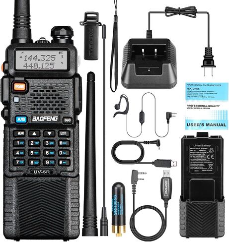 Baofeng UV-5R 8W Tidradio Wireless Programmer Baofeng Bluetooth Two Way Radio Battery and Earpiece for Hunting Survival Gear Battery and Earpiece for Hunting Survival Gear 3800mAh (Black) in Saudi Arabia
