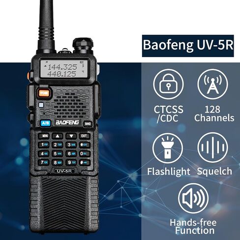 Baofeng UV-5R 8W Tidradio Wireless Programmer Baofeng Bluetooth Two Way Radio Battery and Earpiece for Hunting Survival Gear Battery and Earpiece for Hunting Survival Gear 3800mAh (Black) in Saudi Arabia