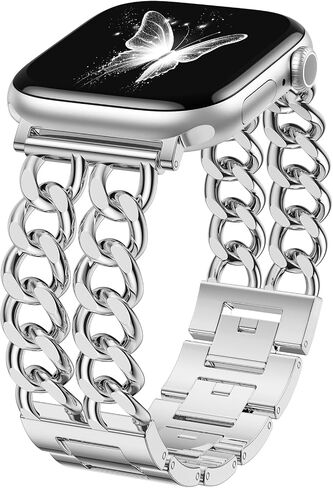 Geak Gold Watch Band - متوافق مع فرق Apple Watch للنساء 40 مم 38 مم 41 مم 42 مم ، سوار سلسلة من الصلب المزدوج المعدني الأنيق لسلسلة فرق IWatch SE 10 9 8 7 6 5 4 3 2 1 in Saudi Arabia