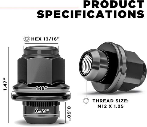 White Knight 5306 Chrome M12x1.25 OEM Factory Style Mag Lug Nut with Washer, 4 Pack in Kuwait