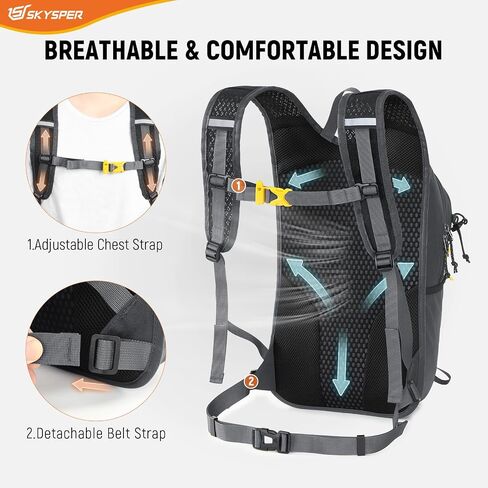 SKYSPER Small Hiking Backpack 15L Lightweight Day Pack Travel Hiking Daypack for Women Men(Black) in Saudi Arabia
