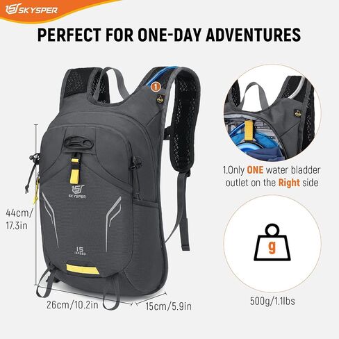 SKYSPER Small Hiking Backpack 15L Lightweight Day Pack Travel Hiking Daypack for Women Men(Black) in Saudi Arabia