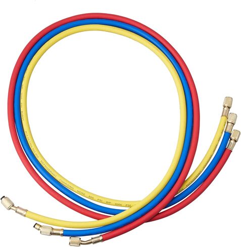 VEVOR 4 Way AC Gauge - AC Manifold Gauge Set for R134A R22 R12 R410A Refrigerant, Freon Gauges with 5ft Hoses, Couplers, Can Tap Works on Car Auto Freon Charging and Evacuation in Kuwait