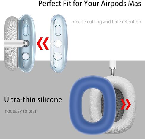 Silicone Case Cover for AirPods Max Headphones (2024/2020), Clear Soft TPU Ear Cups Cover/Ear Pad Case Cover/Headband Cover 3-in-1 Transparent Accessories Case Protector Cover for Airpods Max(Purple) in Kuwait