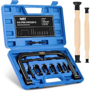 OMT Valve Spring Compressor | 10 Piece Spring Clamp Tool Kit with C Clamp, Collet Pusher Adapters, Extension Rods, and Lever for Car, Motorcycle, ATV, and Small Engine Repairs