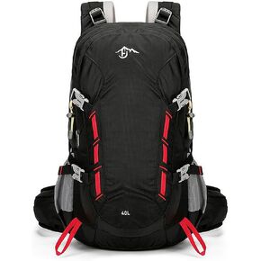 Long Keeper 40L Hiking Backpack Camping Daypack with Waterproof Rain Cover Lightweight Outdoor Sport Travel Backpack Rucksack (Black)