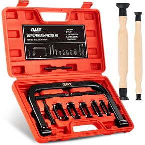 OMT Valve Spring Compressor, 10pcs Valve Spring Removal Tool with Solid C Clamp, 5pcs Collet Pusher Adapters for Motorcycle, ATV, Car, Small Engine Vehicle Equipment