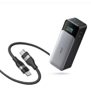 Anker Nano USB C Cable, 240W 1 ft Flexible Multi-Color Braided Cord 737 Power Bank, 24,000mAh 3-Port Laptop Portable Charger with 140W Output