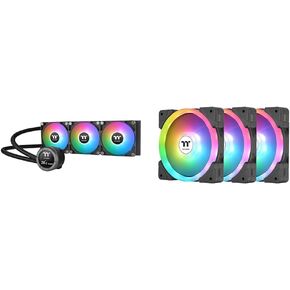 Thermaltake TH360 V2 Ultra ARGB Sync/AlO Liquid Cooler/ARGB Fan 120 * 3/PWM 500~1500rpm & SWAFAN EX 12 ARGB PC Cooling Fan, 3-Fan pcak, 500~2000 RPM, Magnetic Connection