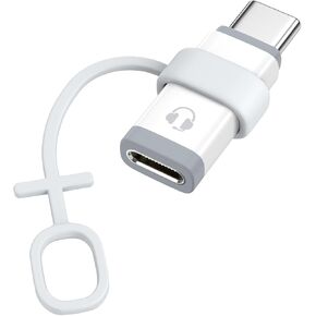 MoKo Lightning to USB C Adapter Audio Support Line Control, Lightning to USB C Adapter for Headphones for iPhone 16/15 Pro Max Plus, iPad Air/Pro/Mini, Not for Charging/Data Transfer, Black