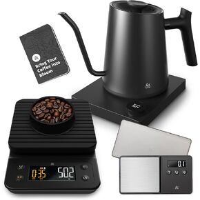 Greater Goods Electric Gooseneck Kettle, Coffee Scale, and Espresso Scale (Black)