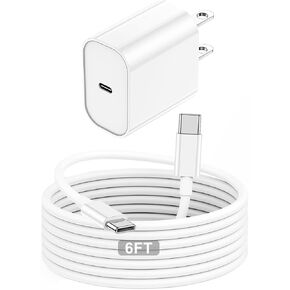 iPhone 16 15 Charger Charging Fast ، 6foot USB C to USB c cable coll with 20w type c iphone fast charging block for Apple iPhone 16/16 pro/16 pro max/16 plus/phone 15/15 pro/15 pro max/15 plus ، iPad