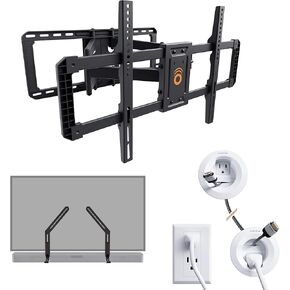 ECHOGEAR Full Motion TV Mount w/in-Wall Cable Management Kit & Sound Bar Mount - Easy DIY Kits Plant a Tree for Every Unit Sold