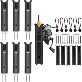 12Pcs Tube Fishing Rod Holder Black Plastic Fishing Pole Holder with Screws for Fishing Boat Garage Boat Cooler Trailer