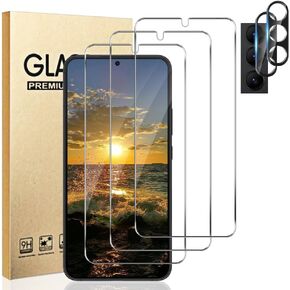 (2+2 Pack) Galaxy S10 6.1 Inch Screen Protector and Camera Lens Protector, 3D Curved, 9H Hardness Tempered Glass, HD Clear Protector, Supports Fingerprint Unlock, Bubble-free, Scratch Resistant